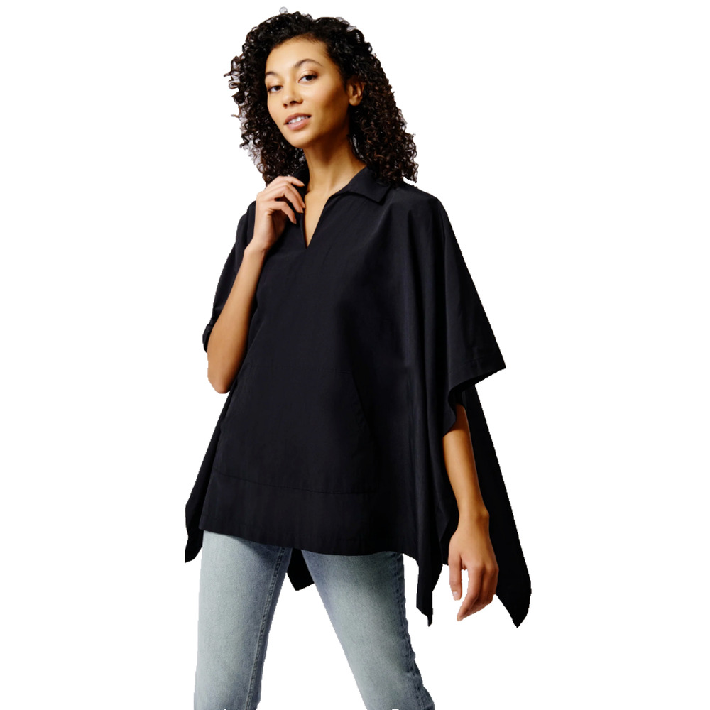 NWT Kal Reiman Gene Pocket Poncho Jacket Black Broadcloth One Size Women $420